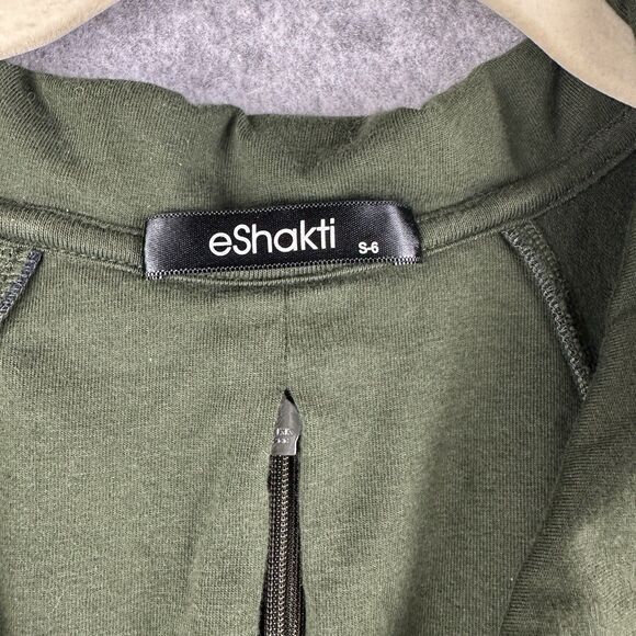 Eshakti Fit Flare Dress Womens Small 6 Olive Green Pockets Cotton Stretch Zip - Picture 12 of 15